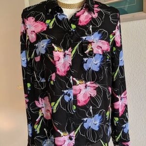Apt.9 Black Floral Long Sleeve. Medium.